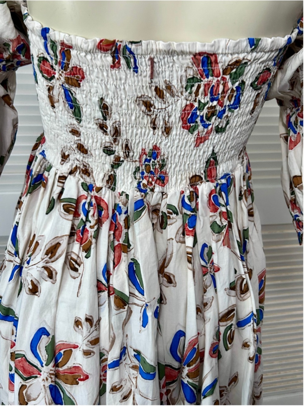 MISA Los Angeles Zadie Floral Smocked Mini Dress L Puff Sleeve Boho - Picture 8 of 13